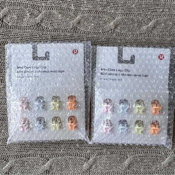 NWT Lululemon 16pc Mini Claw Logo Clip Bundle Rainbow Pastels